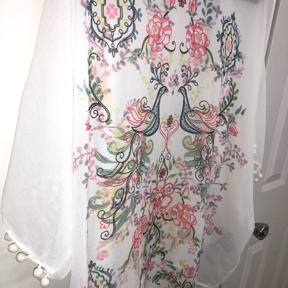White embroidered beach cover up